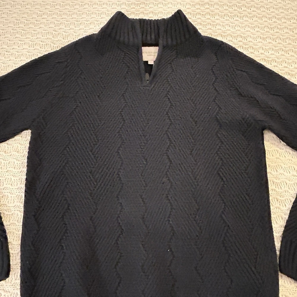 Hudson & Barrow Men's Knit Quarter Zip Heavy Navy Blue Soft‎
